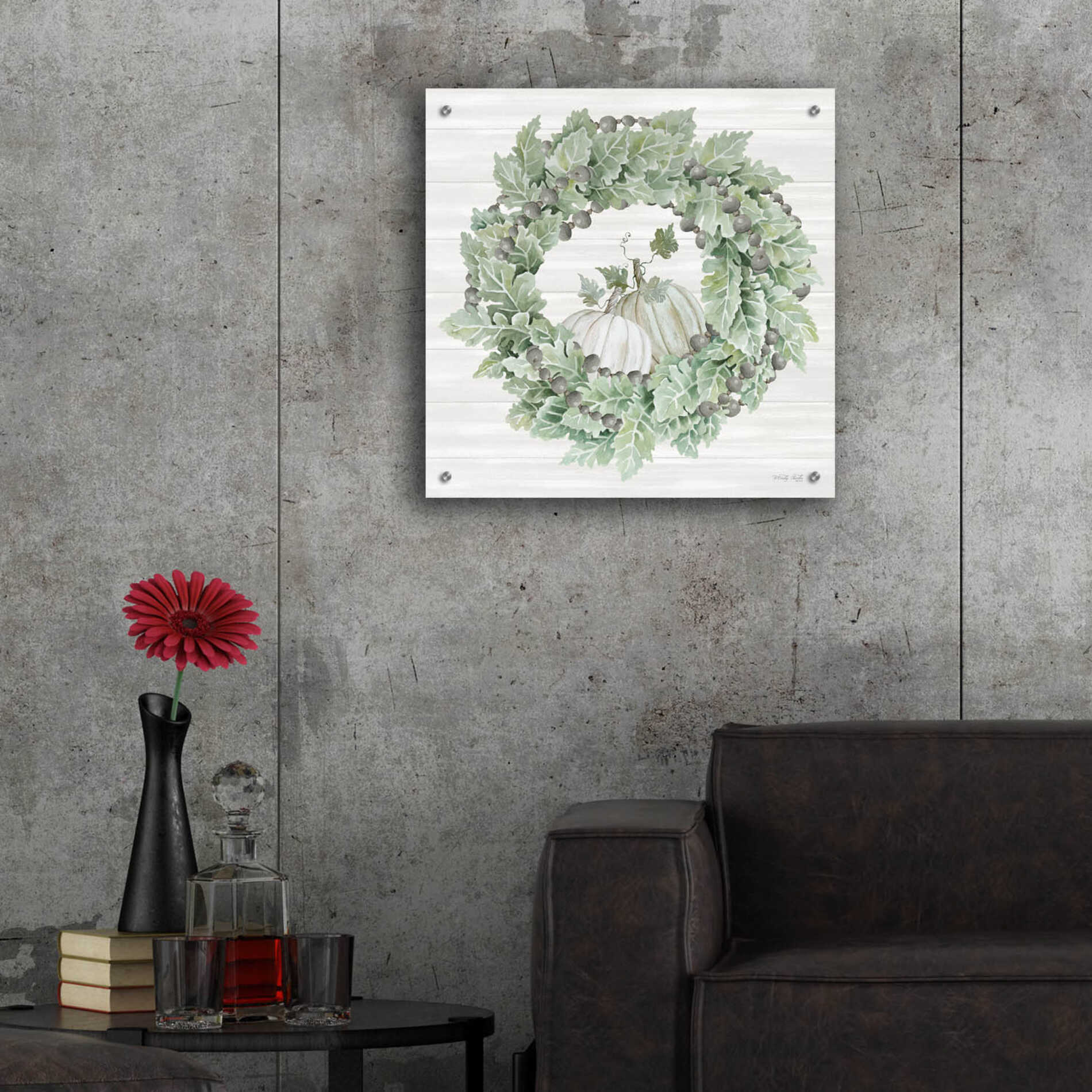 Epic Art 'Pumpkin Wreath III' by Cindy Jacobs, Acrylic Glass Wall Art,24x24