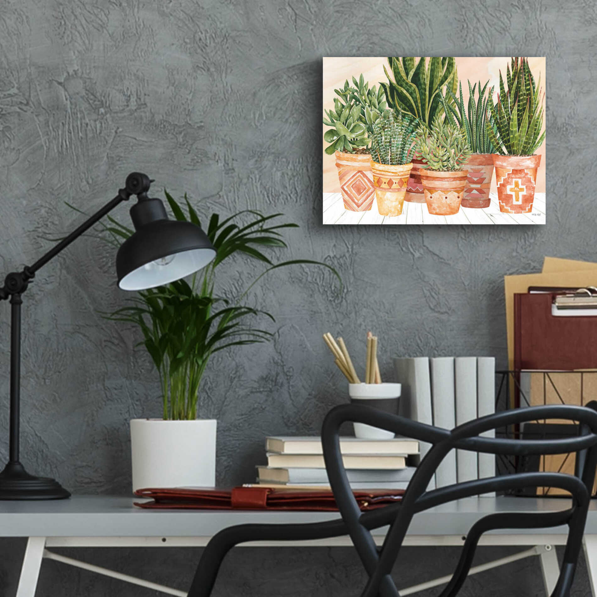 Epic Art 'Aztec Potted Plants' by Cindy Jacobs, Acrylic Glass Wall Art,16x12