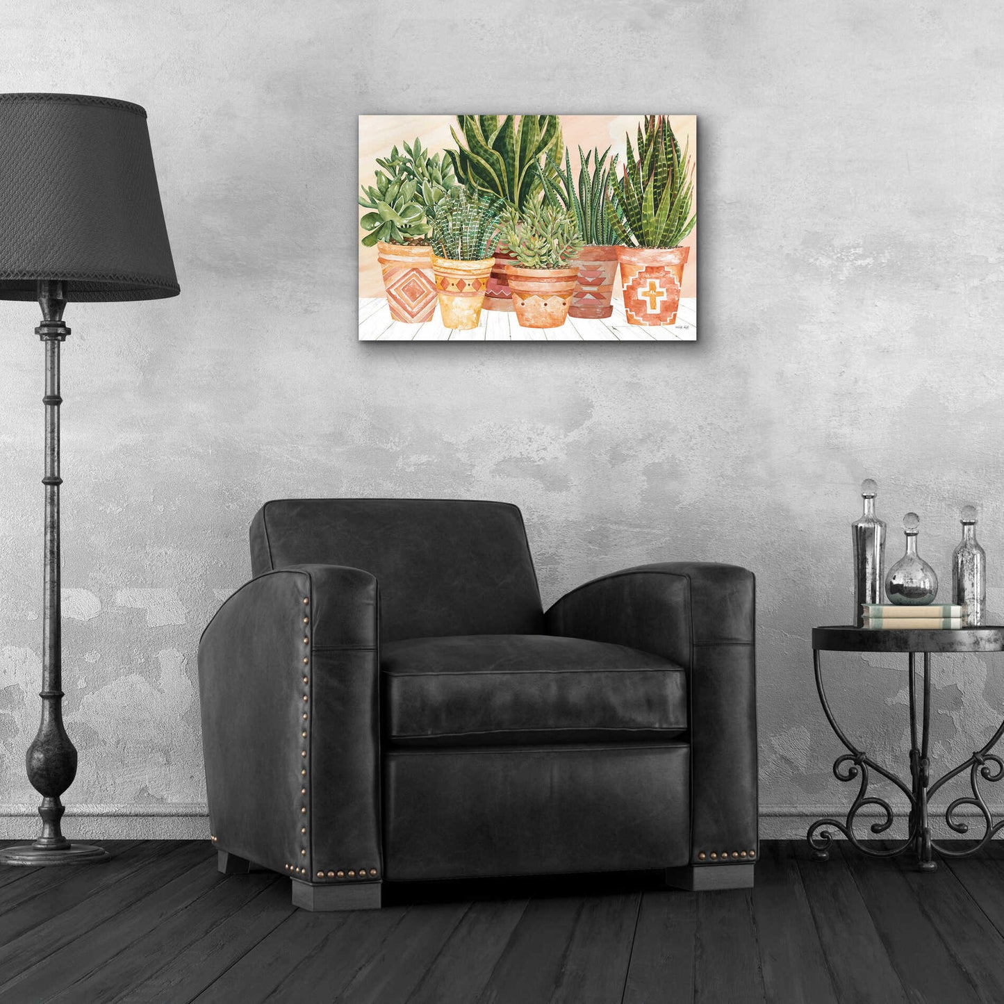 Epic Art 'Aztec Potted Plants' by Cindy Jacobs, Acrylic Glass Wall Art,24x16