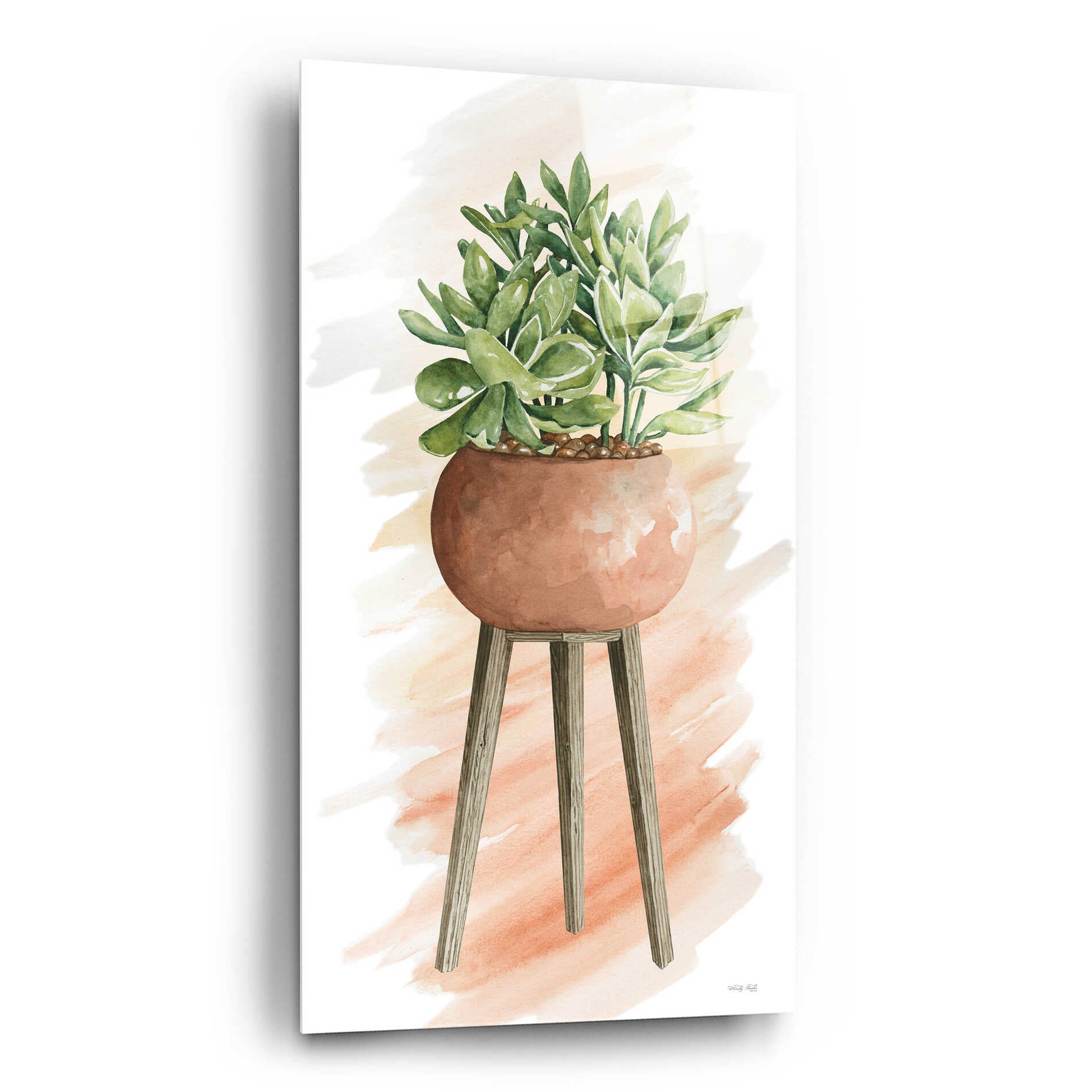 Epic Art 'Plant Stand Pot Of Flowers I' by Cindy Jacobs, Acrylic Glass Wall Art,12x24