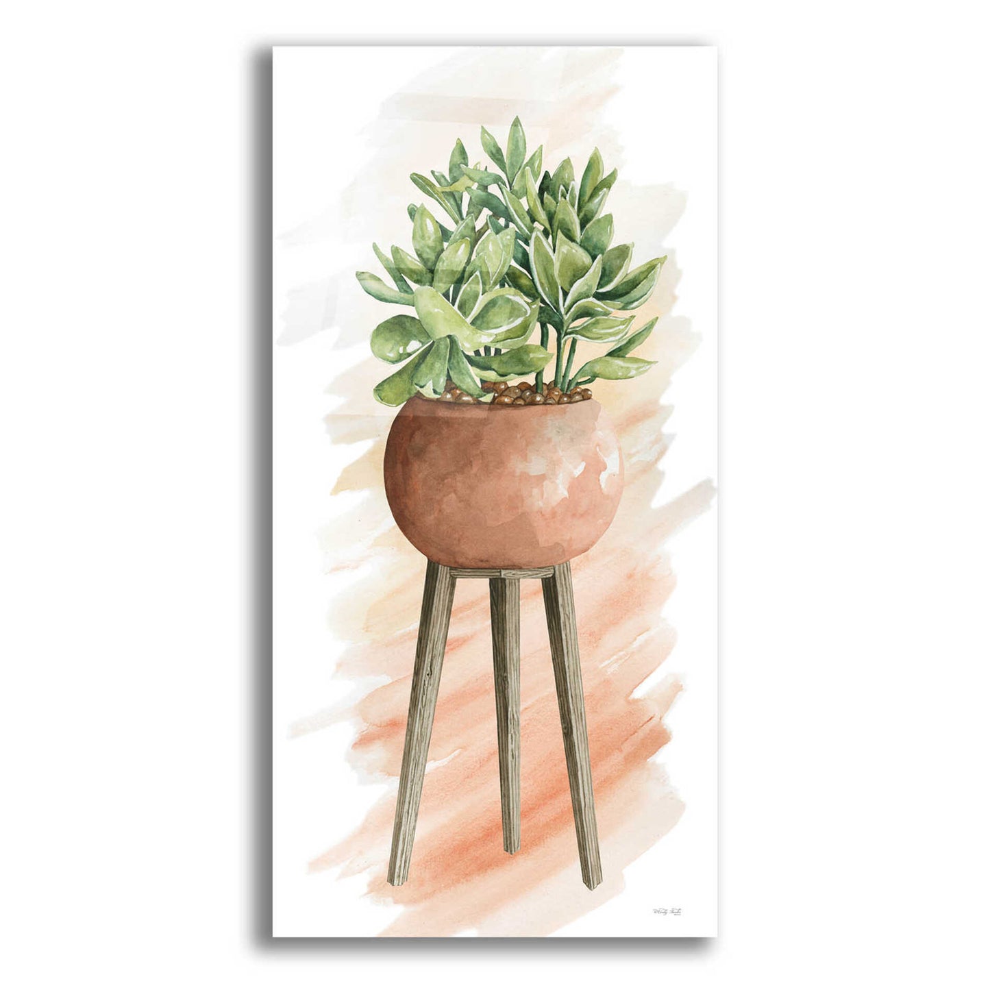 Epic Art 'Plant Stand Pot Of Flowers I' by Cindy Jacobs, Acrylic Glass Wall Art,12x24