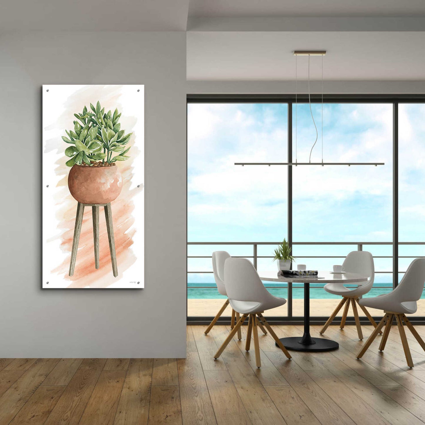 Epic Art 'Plant Stand Pot Of Flowers I' by Cindy Jacobs, Acrylic Glass Wall Art,24x48