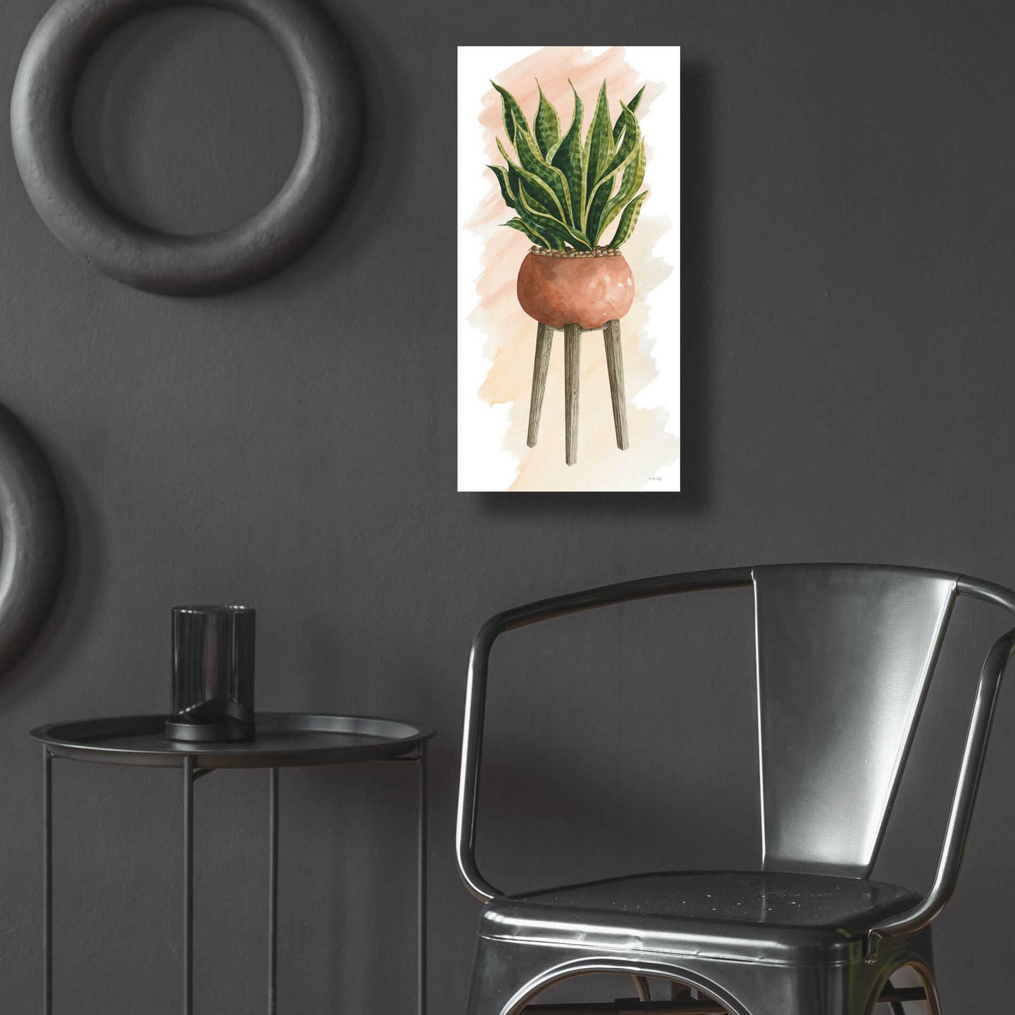 Epic Art 'Plant Stand Pot Of Flowers II' by Cindy Jacobs, Acrylic Glass Wall Art,12x24