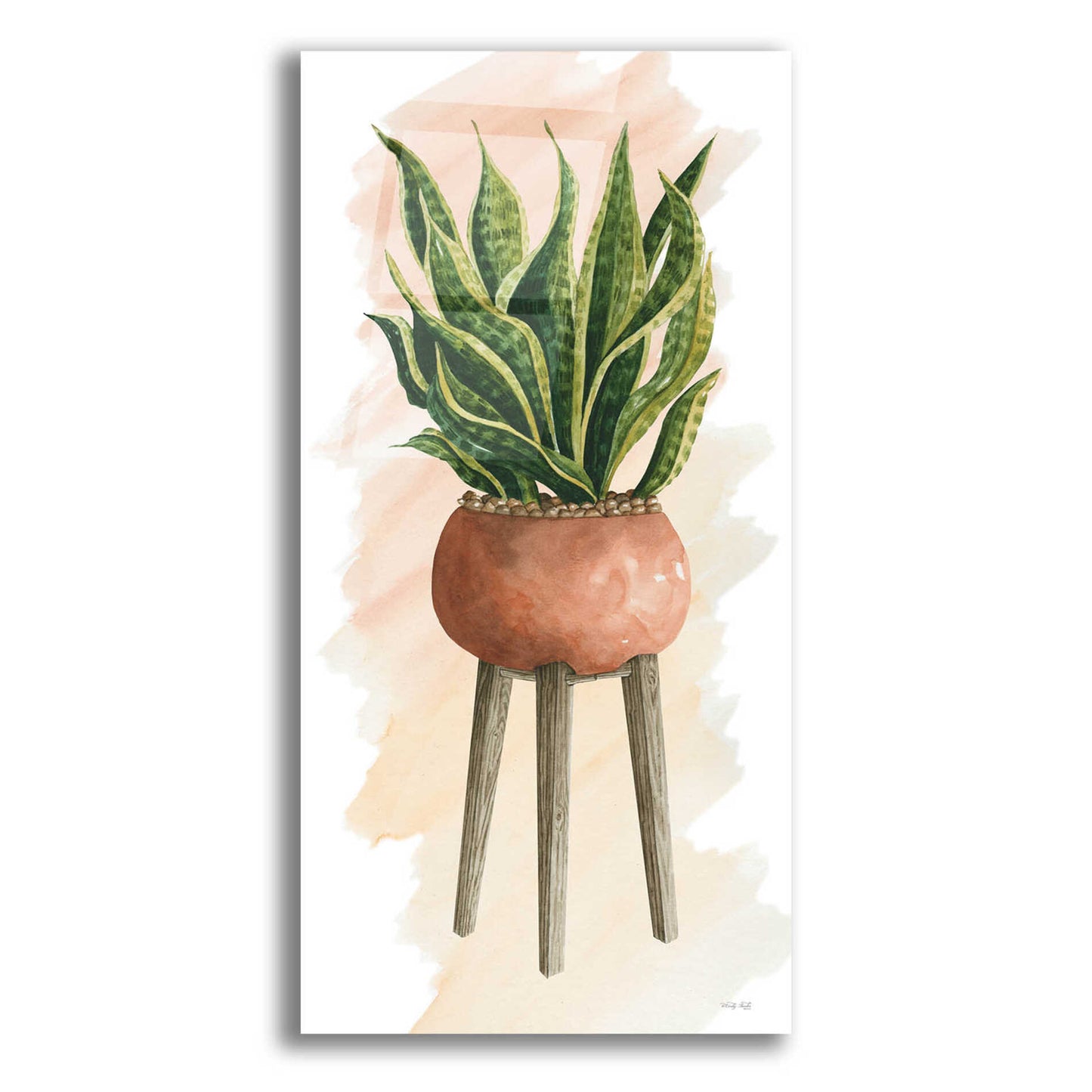 Epic Art 'Plant Stand Pot Of Flowers II' by Cindy Jacobs, Acrylic Glass Wall Art,12x24