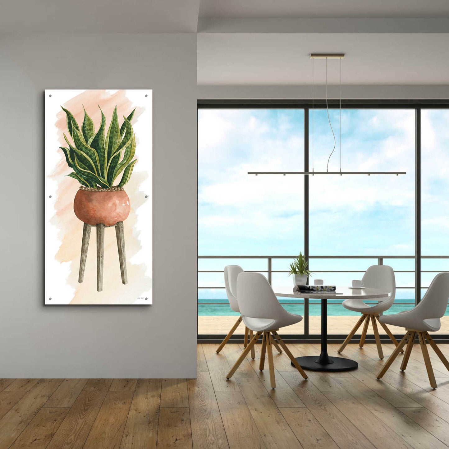 Epic Art 'Plant Stand Pot Of Flowers II' by Cindy Jacobs, Acrylic Glass Wall Art,24x48