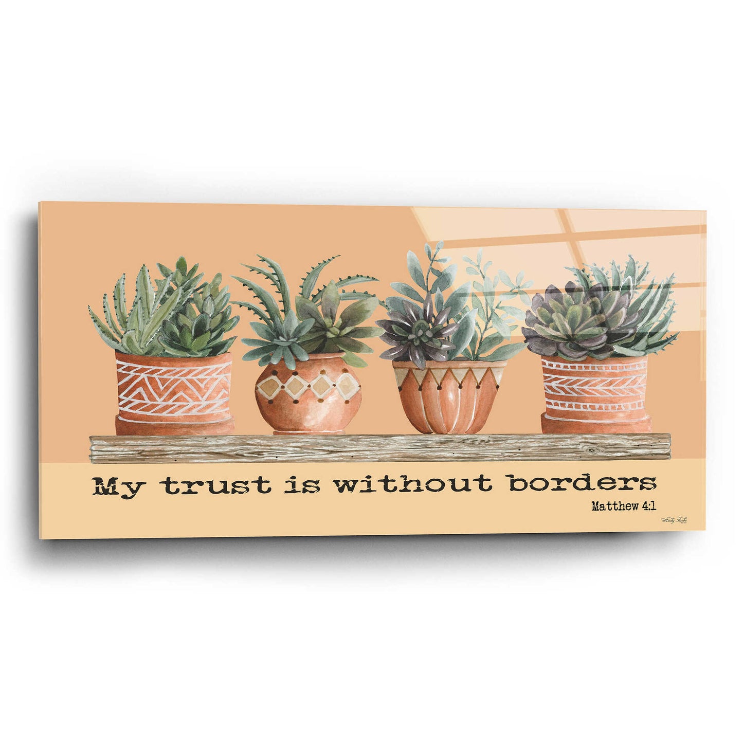 Epic Art 'My Trust Is Without Borders' by Cindy Jacobs, Acrylic Glass Wall Art,24x12