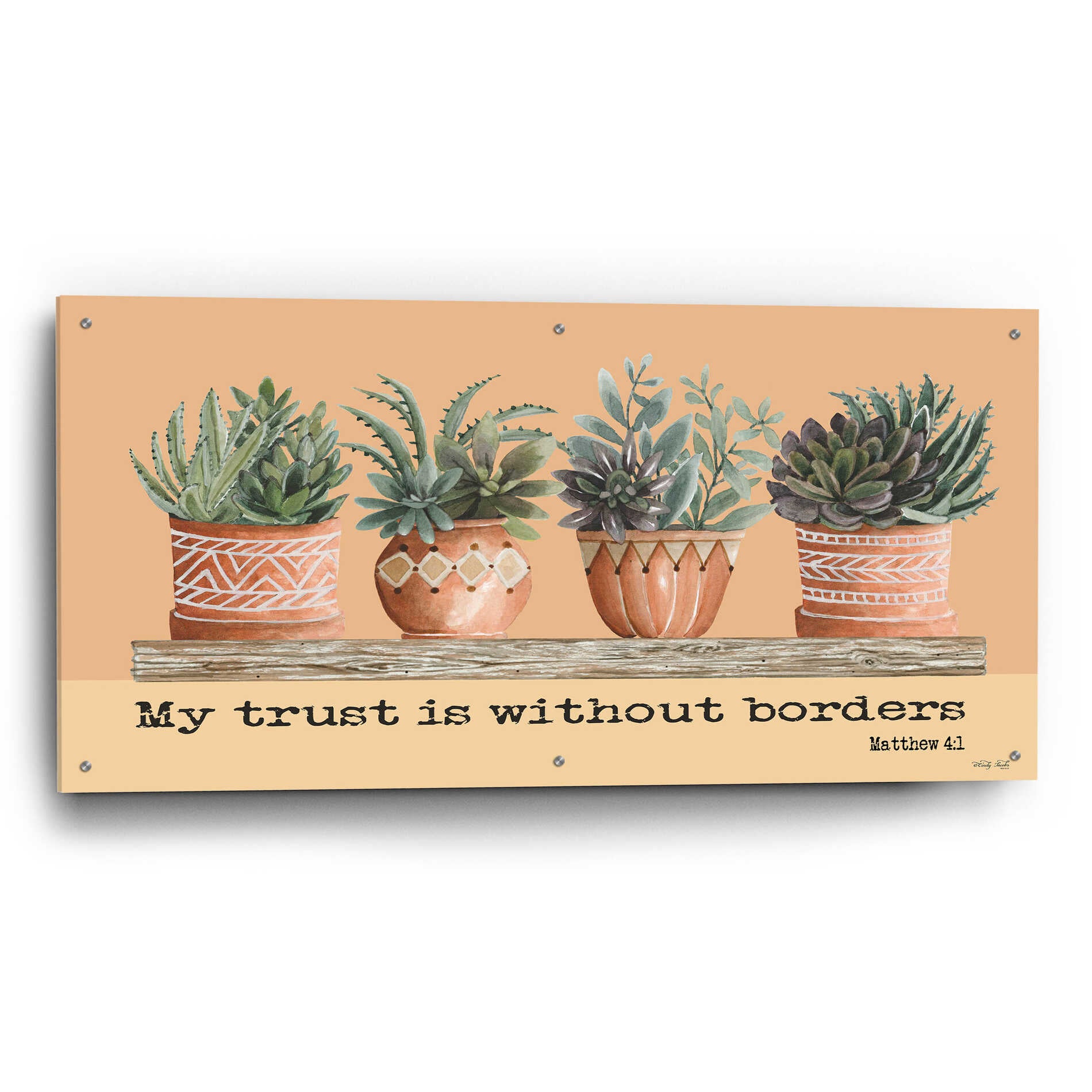 Epic Art 'My Trust Is Without Borders' by Cindy Jacobs, Acrylic Glass Wall Art,48x24