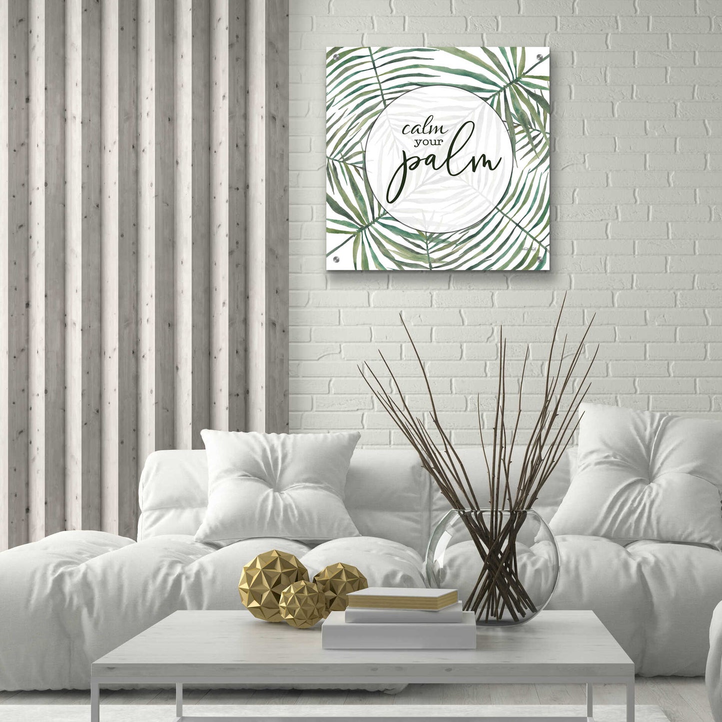 Epic Art 'Calm The Palm' by Cindy Jacobs, Acrylic Glass Wall Art,24x24