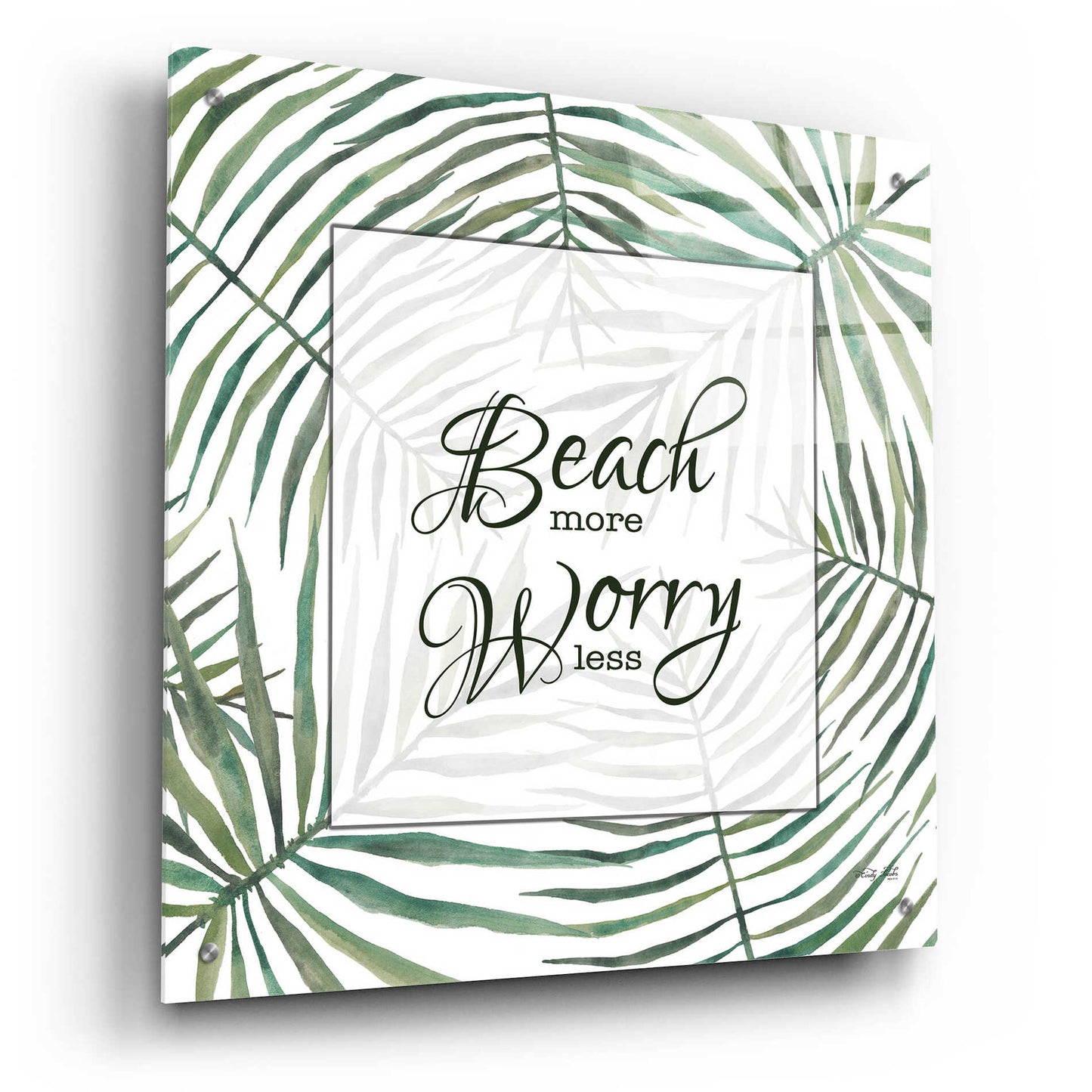 Epic Art 'Beach More, Worry Less' by Cindy Jacobs, Acrylic Glass Wall Art,24x24