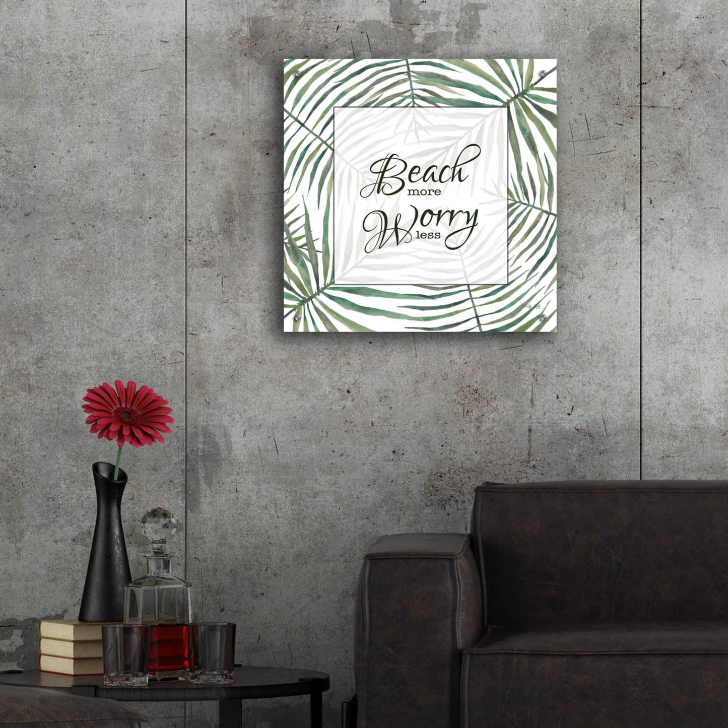 Epic Art 'Beach More, Worry Less' by Cindy Jacobs, Acrylic Glass Wall Art,24x24