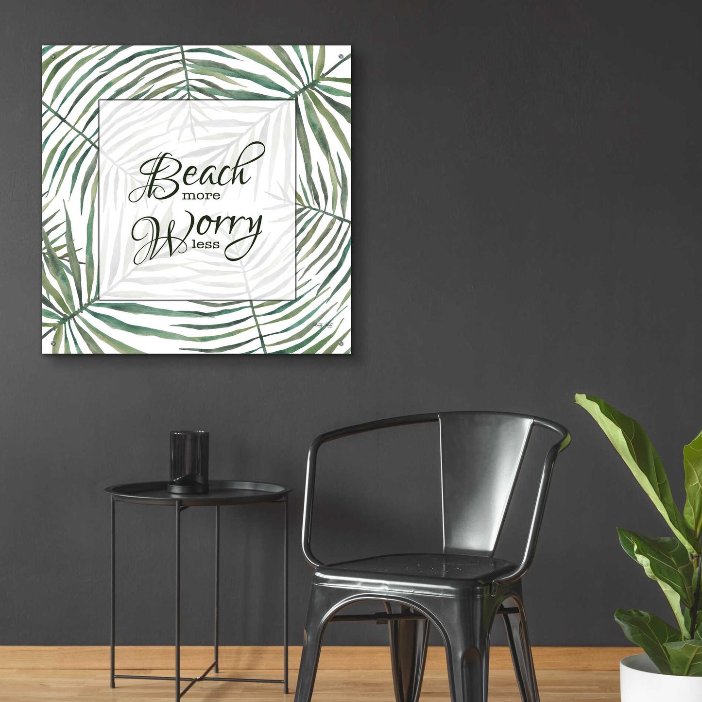 Epic Art 'Beach More, Worry Less' by Cindy Jacobs, Acrylic Glass Wall Art,36x36