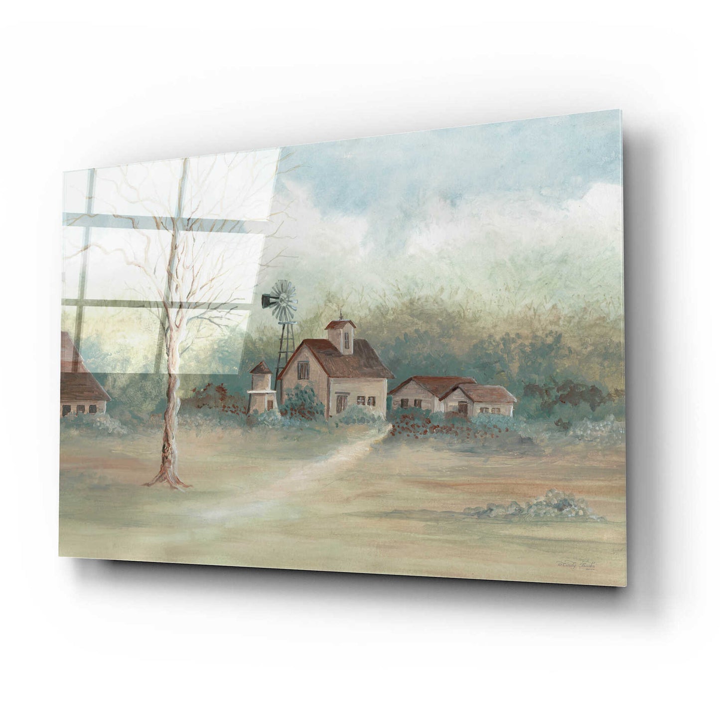 Epic Art 'Barns In The Distance' by Cindy Jacobs, Acrylic Glass Wall Art,24x16