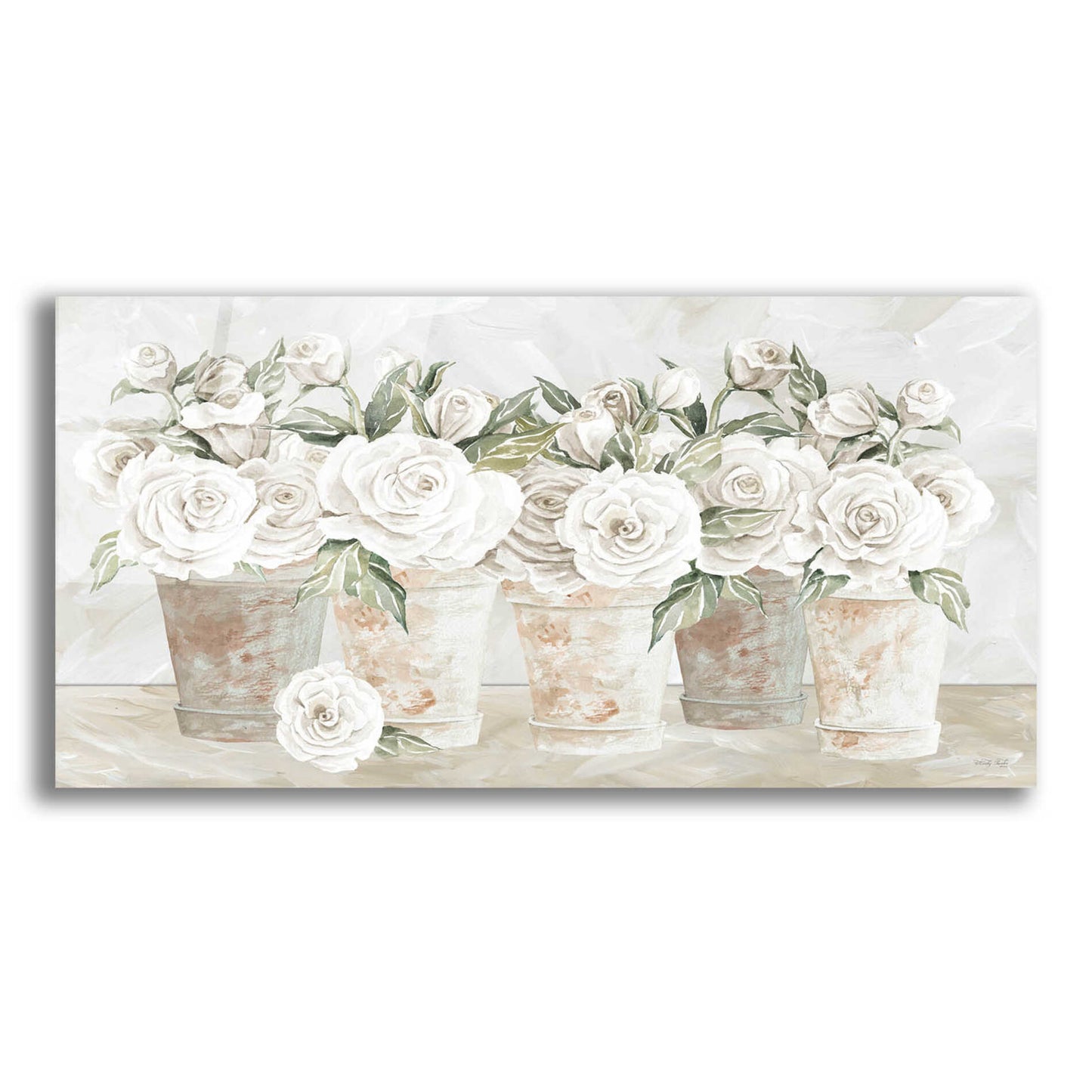 Epic Art 'Potted Roses' by Cindy Jacobs, Acrylic Glass Wall Art,24x12