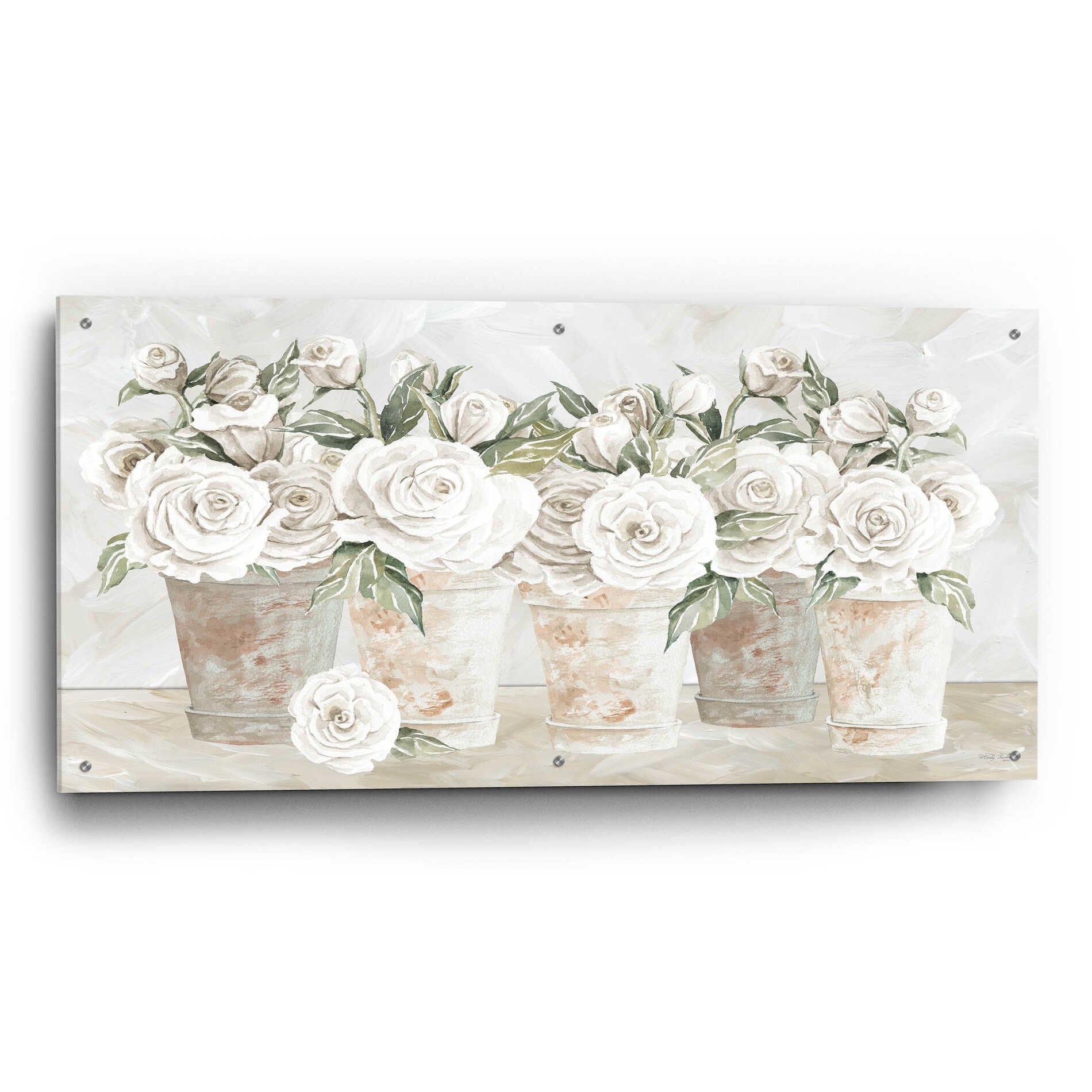 Epic Art 'Potted Roses' by Cindy Jacobs, Acrylic Glass Wall Art,48x24