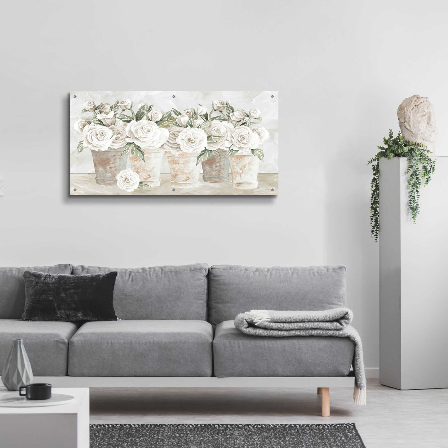 Epic Art 'Potted Roses' by Cindy Jacobs, Acrylic Glass Wall Art,48x24