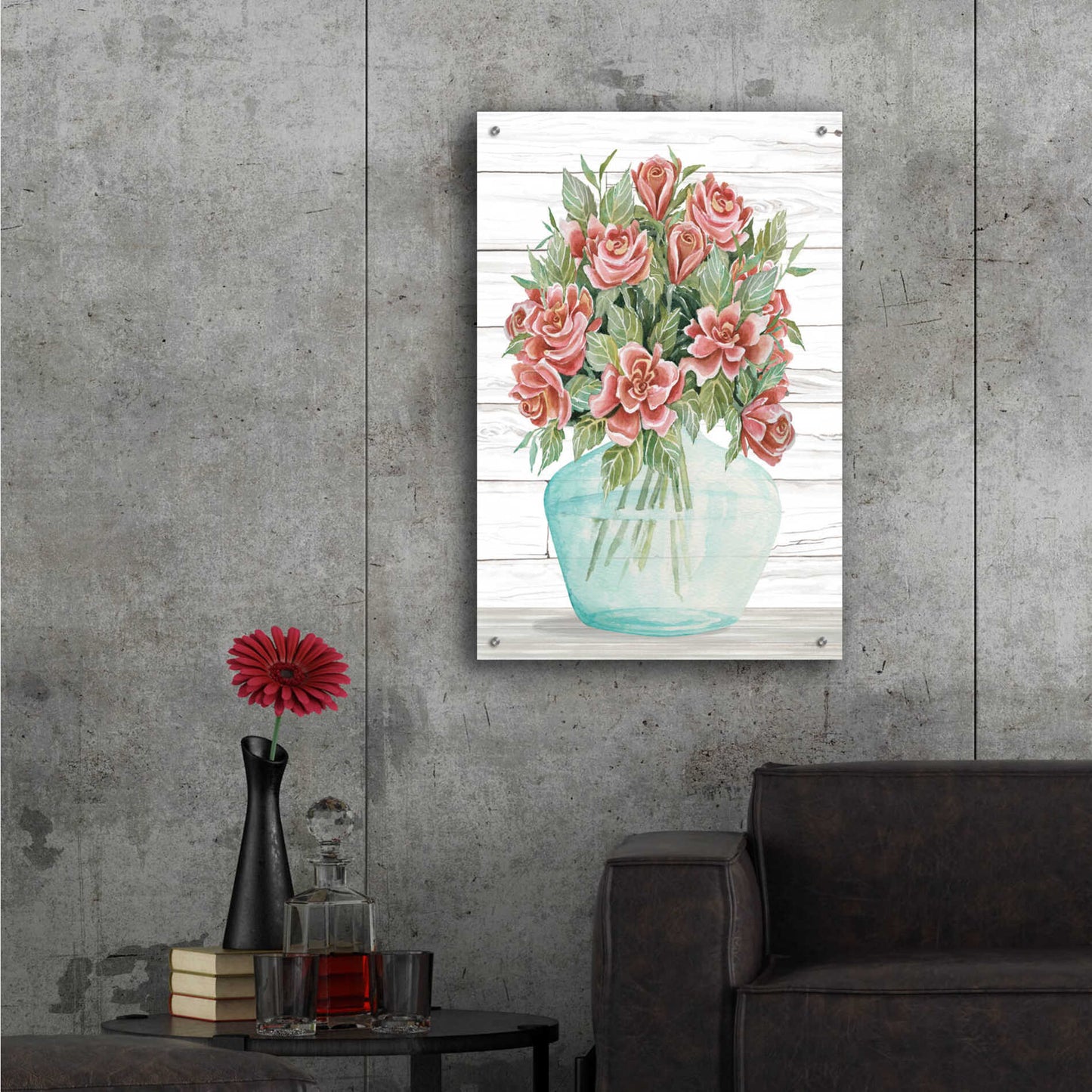 Epic Art 'Farmhouse Flowers IV' by Cindy Jacobs, Acrylic Glass Wall Art,24x36