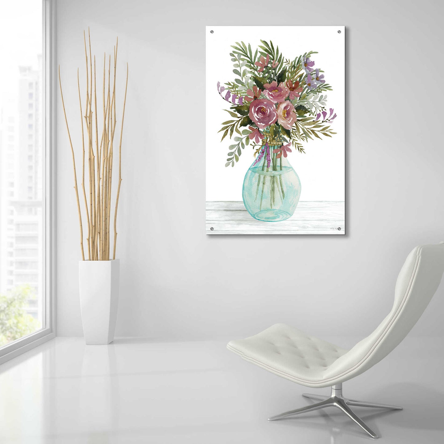 Epic Art 'Purple Blush Bouquet I' by Cindy Jacobs, Acrylic Glass Wall Art,24x36