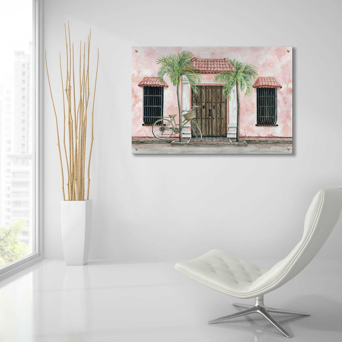 Epic Art 'Palms And Bike' by Cindy Jacobs, Acrylic Glass Wall Art,36x24