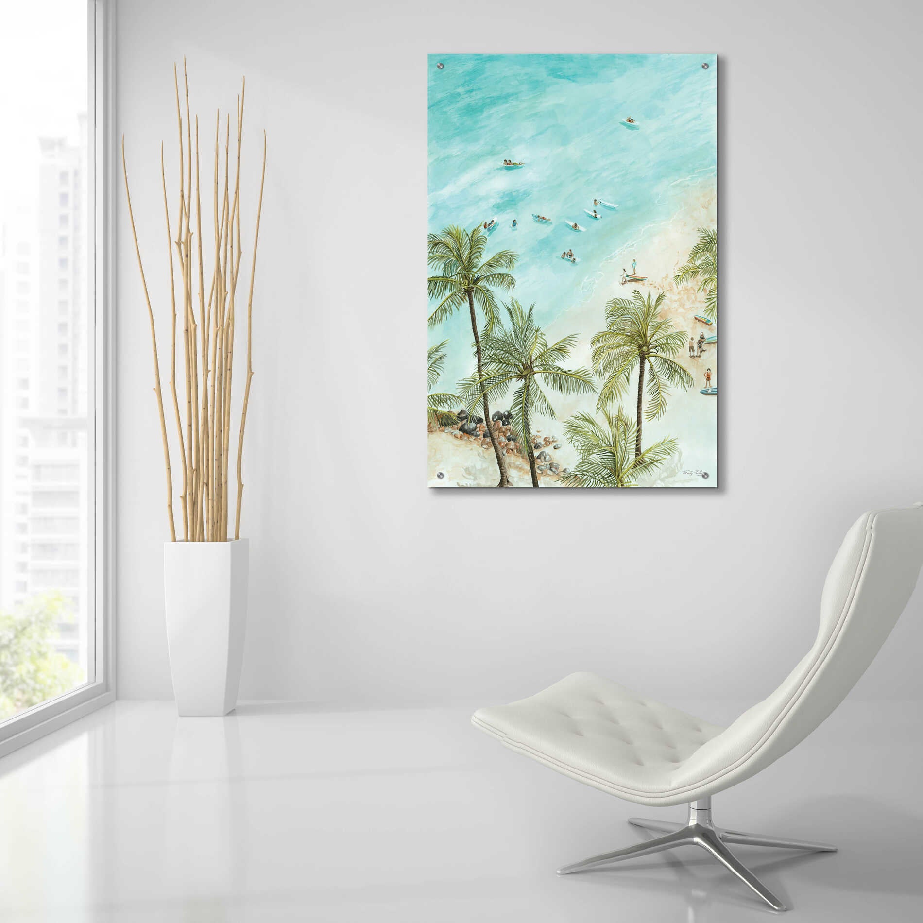 Epic Art 'Surfers From Afar' by Cindy Jacobs, Acrylic Glass Wall Art,24x36