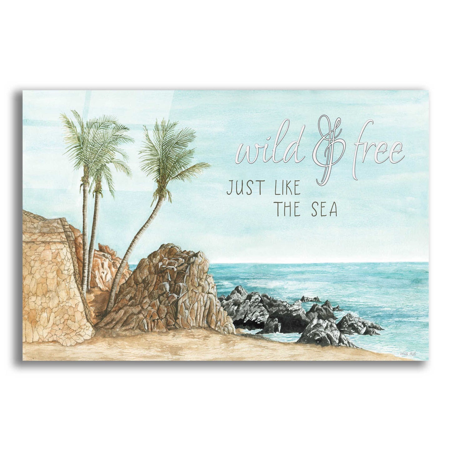 Epic Art 'Wild & Free Just Like The Sea' by Cindy Jacobs, Acrylic Glass Wall Art,16x12