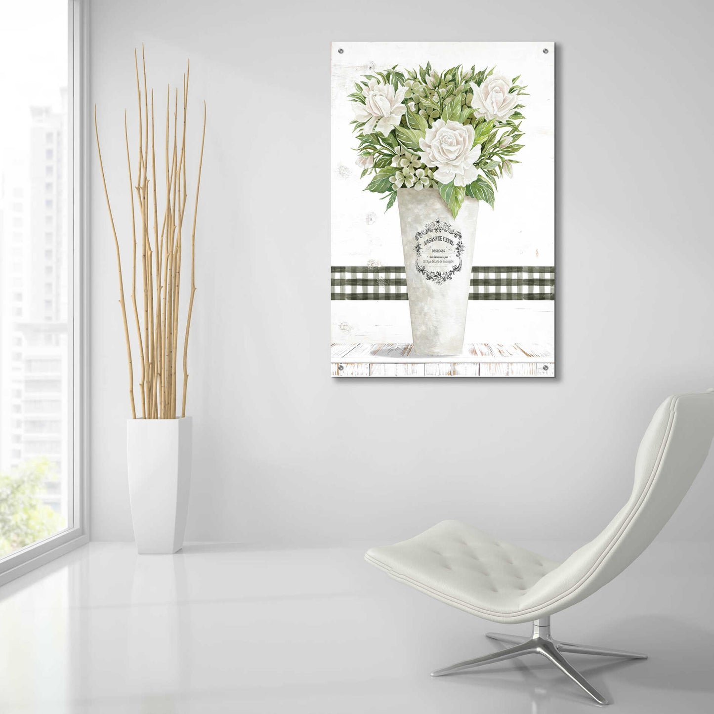 Epic Art 'White Roses' by Cindy Jacobs, Acrylic Glass Wall Art,24x36