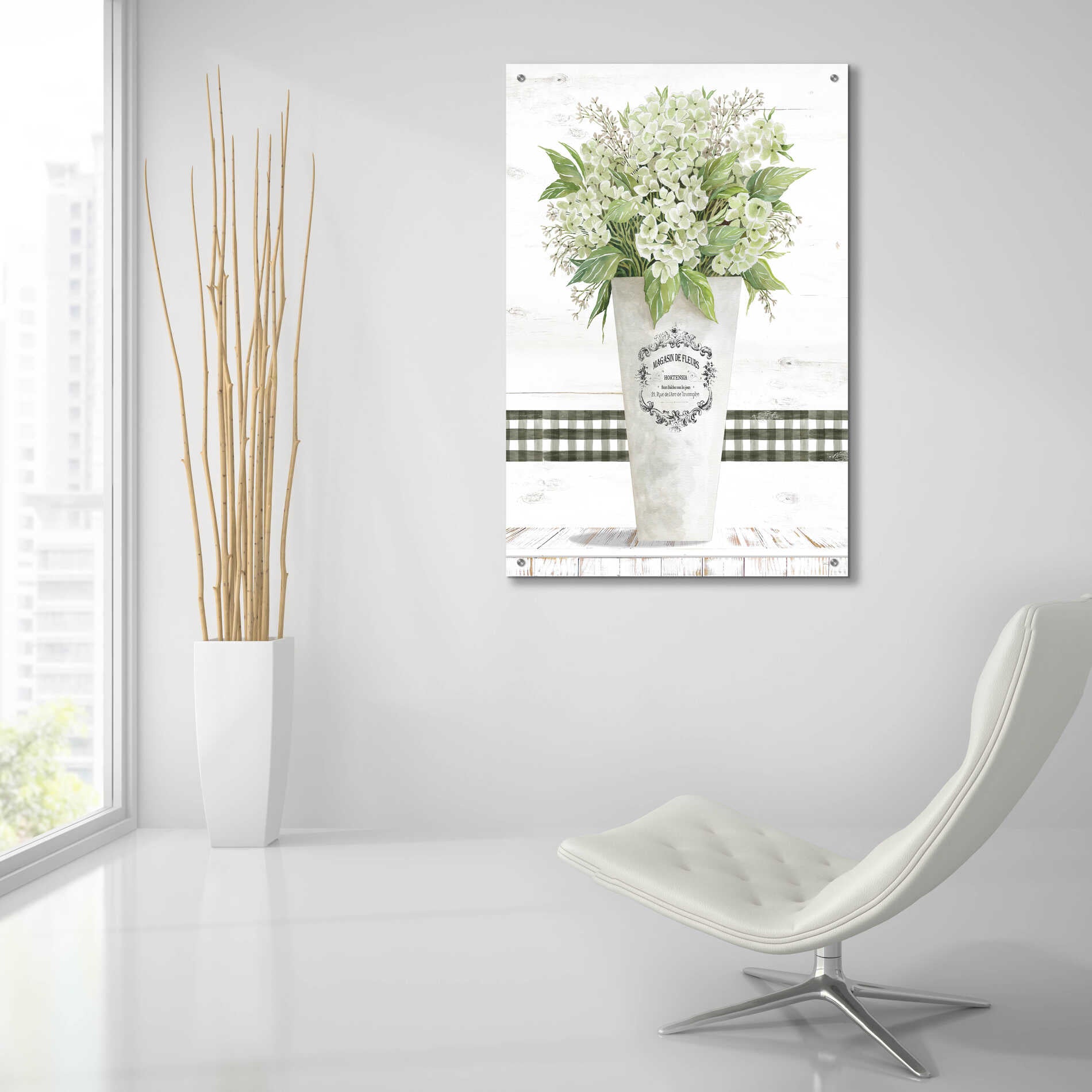 Epic Art 'White Hydrangea' by Cindy Jacobs, Acrylic Glass Wall Art,24x36