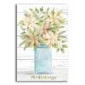 Epic Art 'Happy Holidays White Poinsettias' by Cindy Jacobs, Acrylic Glass Wall Art