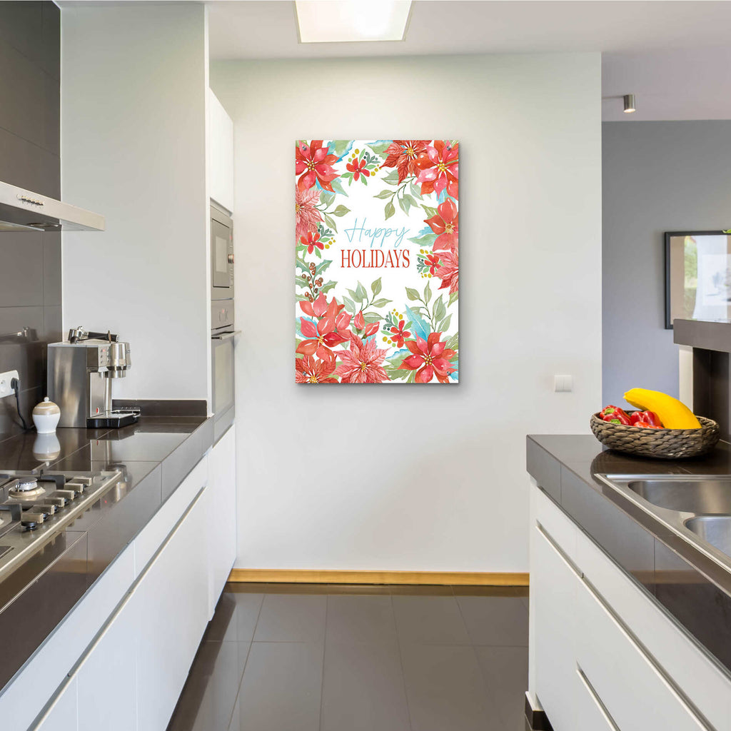 Epic Art 'Happy Holidays Poinsettias' by Cindy Jacobs, Acrylic Glass Wall Art,24x36