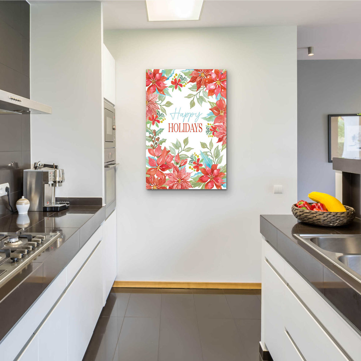 Epic Art 'Happy Holidays Poinsettias' by Cindy Jacobs, Acrylic Glass Wall Art,24x36