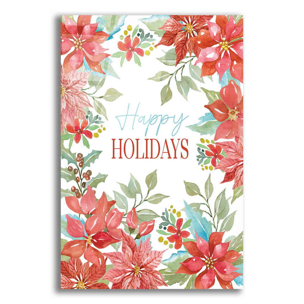 Epic Art 'Happy Holidays Poinsettias' by Cindy Jacobs, Acrylic Glass Wall Art