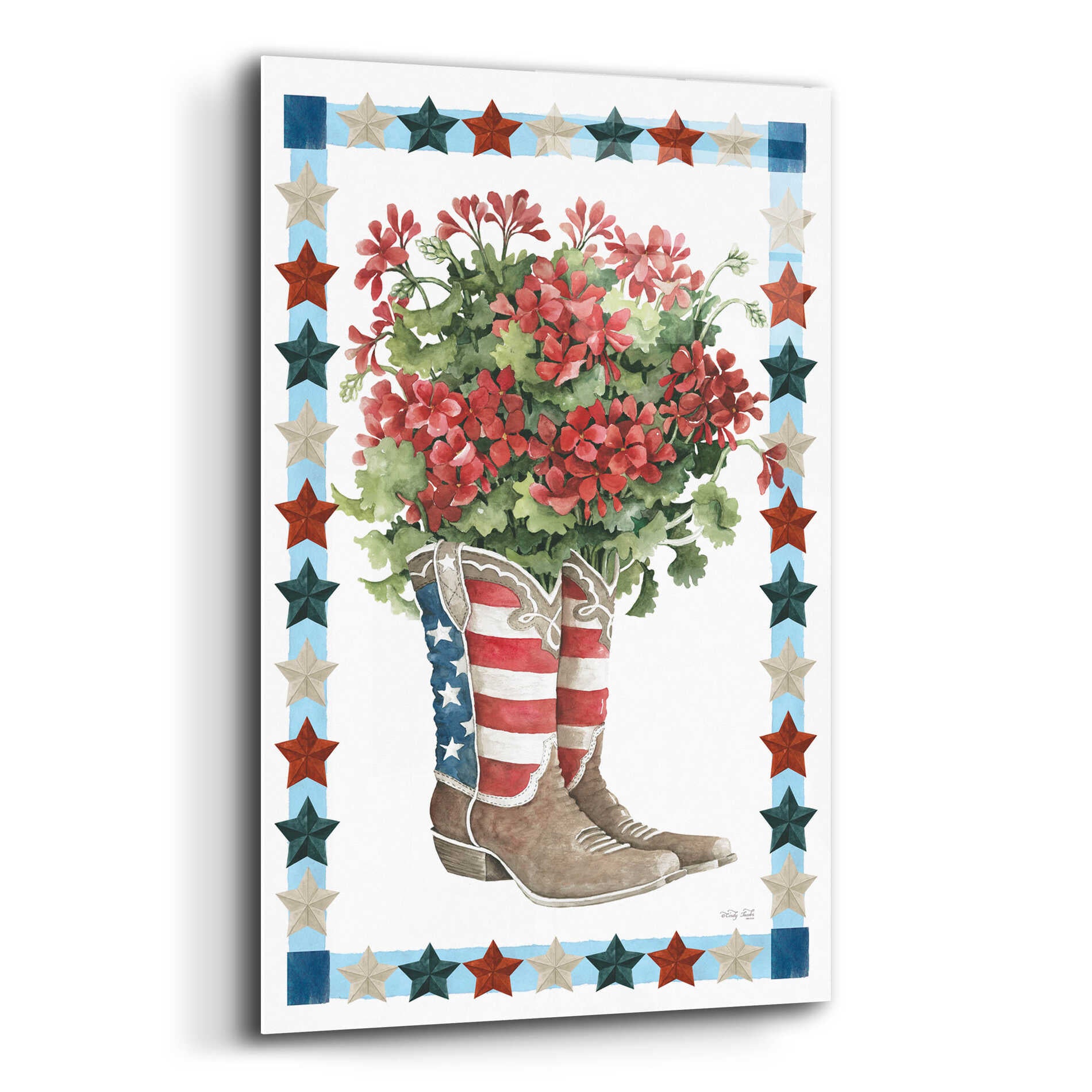 Epic Art 'Patriotic Boots' by Cindy Jacobs, Acrylic Glass Wall Art,12x16