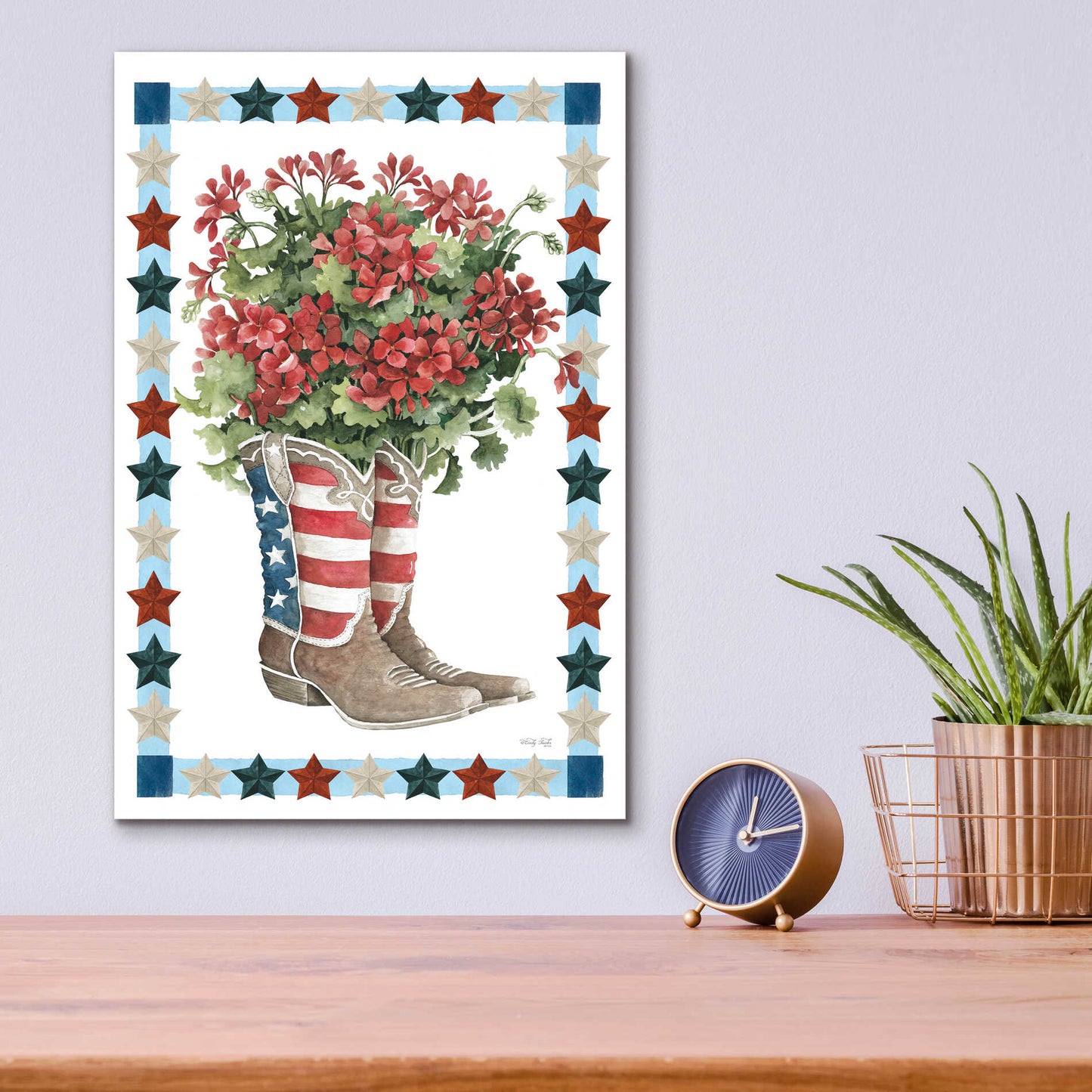 Epic Art 'Patriotic Boots' by Cindy Jacobs, Acrylic Glass Wall Art,12x16