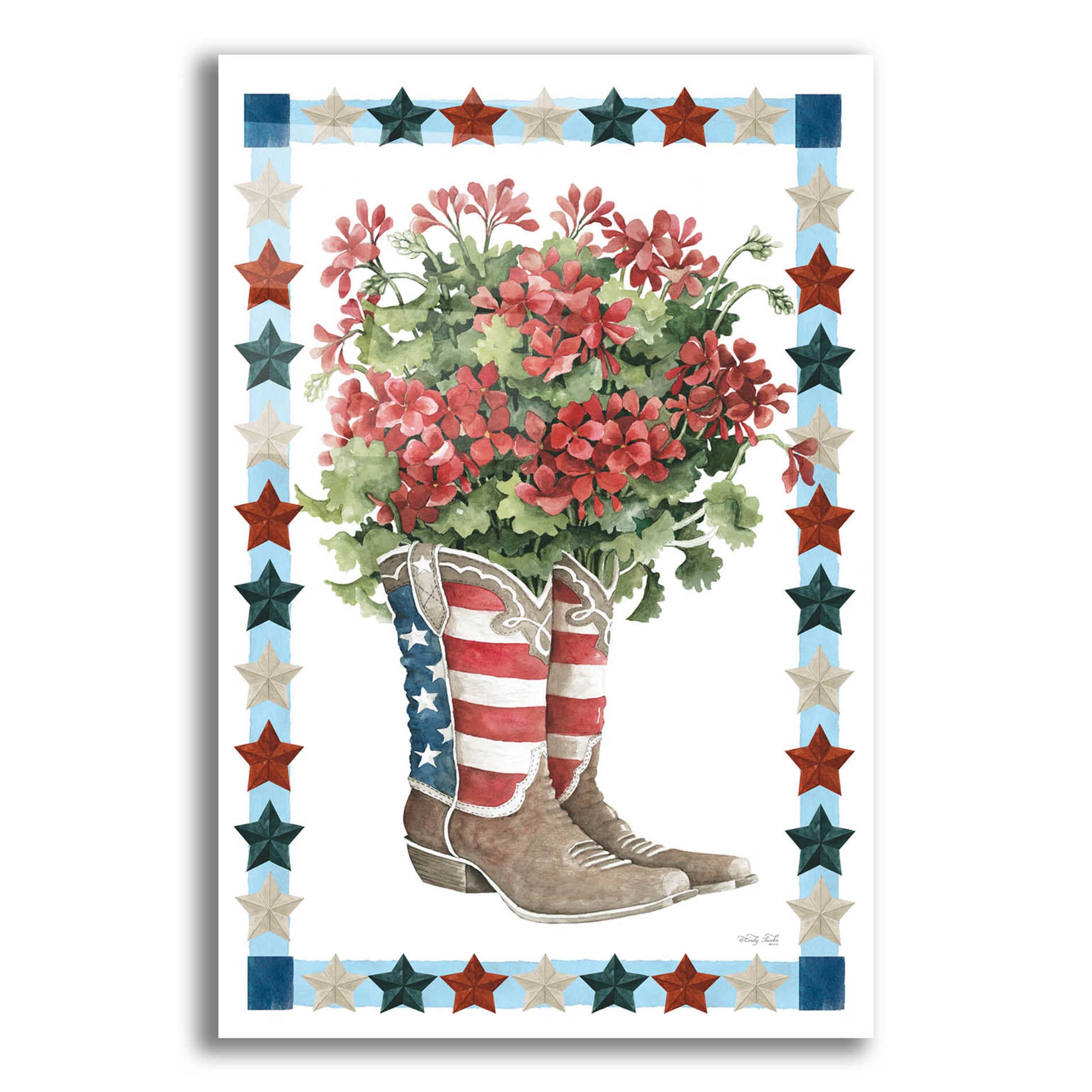 Epic Art 'Patriotic Boots' by Cindy Jacobs, Acrylic Glass Wall Art,12x16