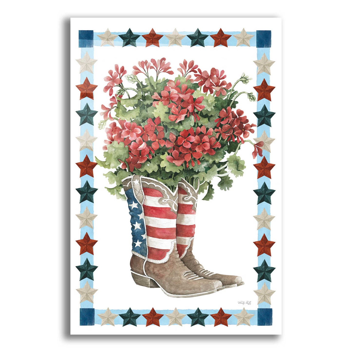 Epic Art 'Patriotic Boots' by Cindy Jacobs, Acrylic Glass Wall Art,16x24