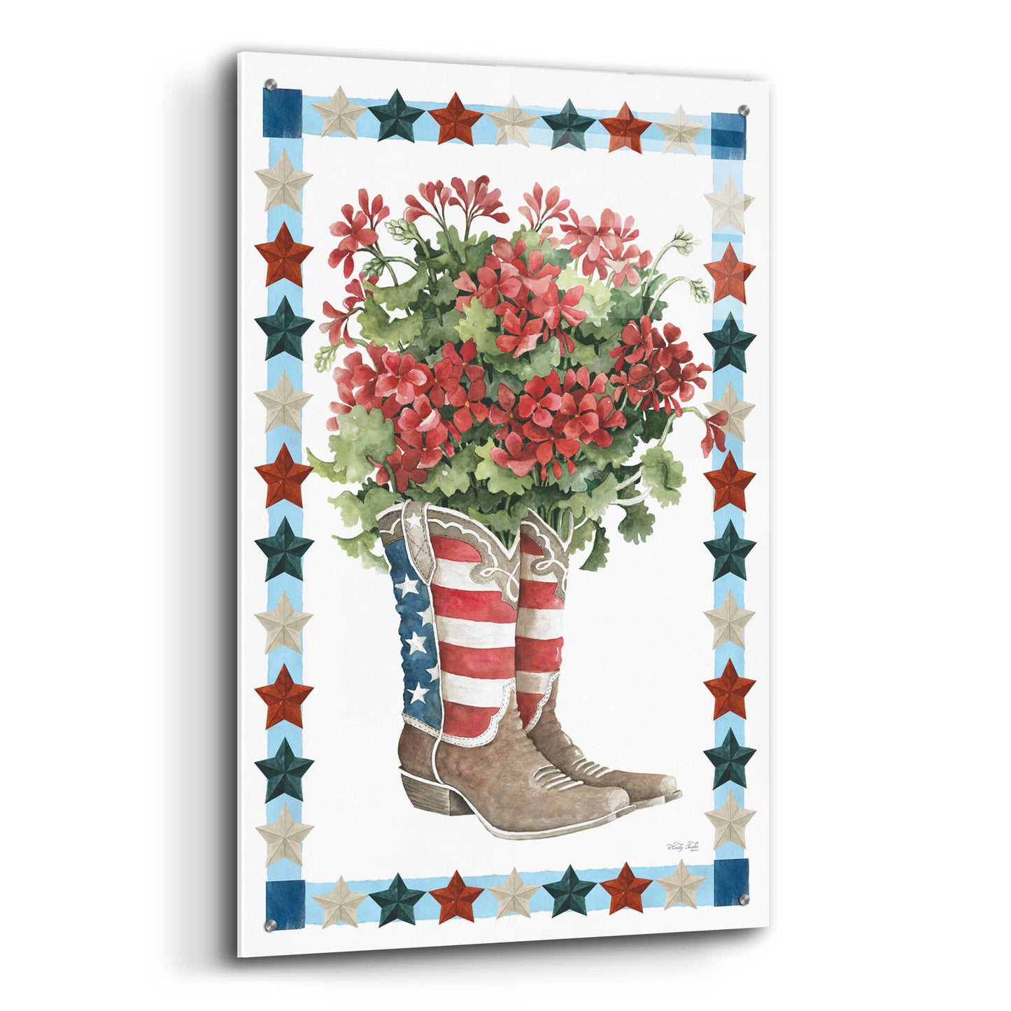 Epic Art 'Patriotic Boots' by Cindy Jacobs, Acrylic Glass Wall Art,24x36