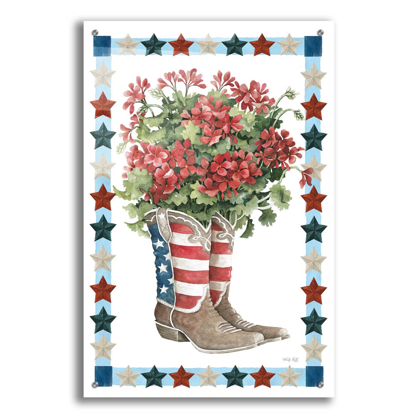 Epic Art 'Patriotic Boots' by Cindy Jacobs, Acrylic Glass Wall Art,24x36