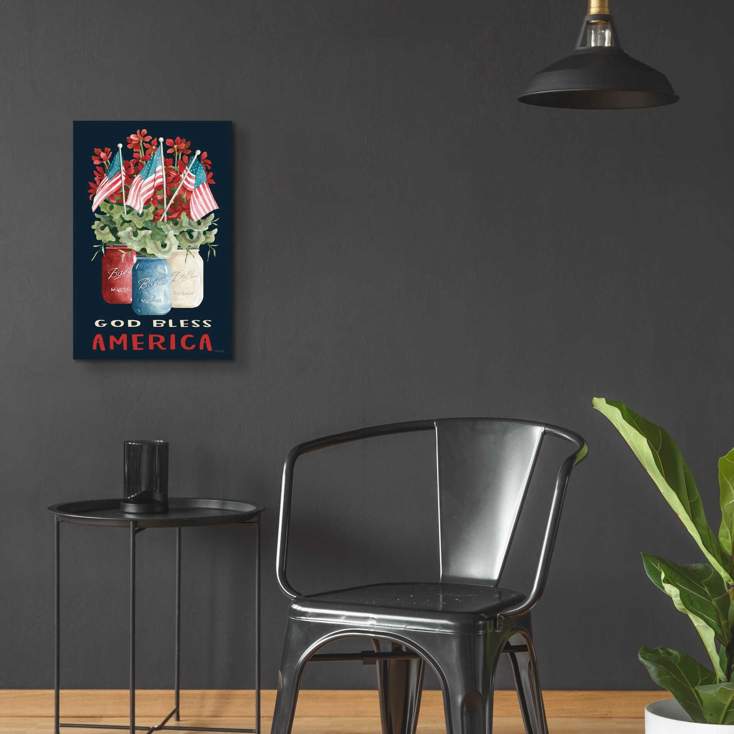 Epic Art 'God Bless America Floral' by Cindy Jacobs, Acrylic Glass Wall Art,16x24