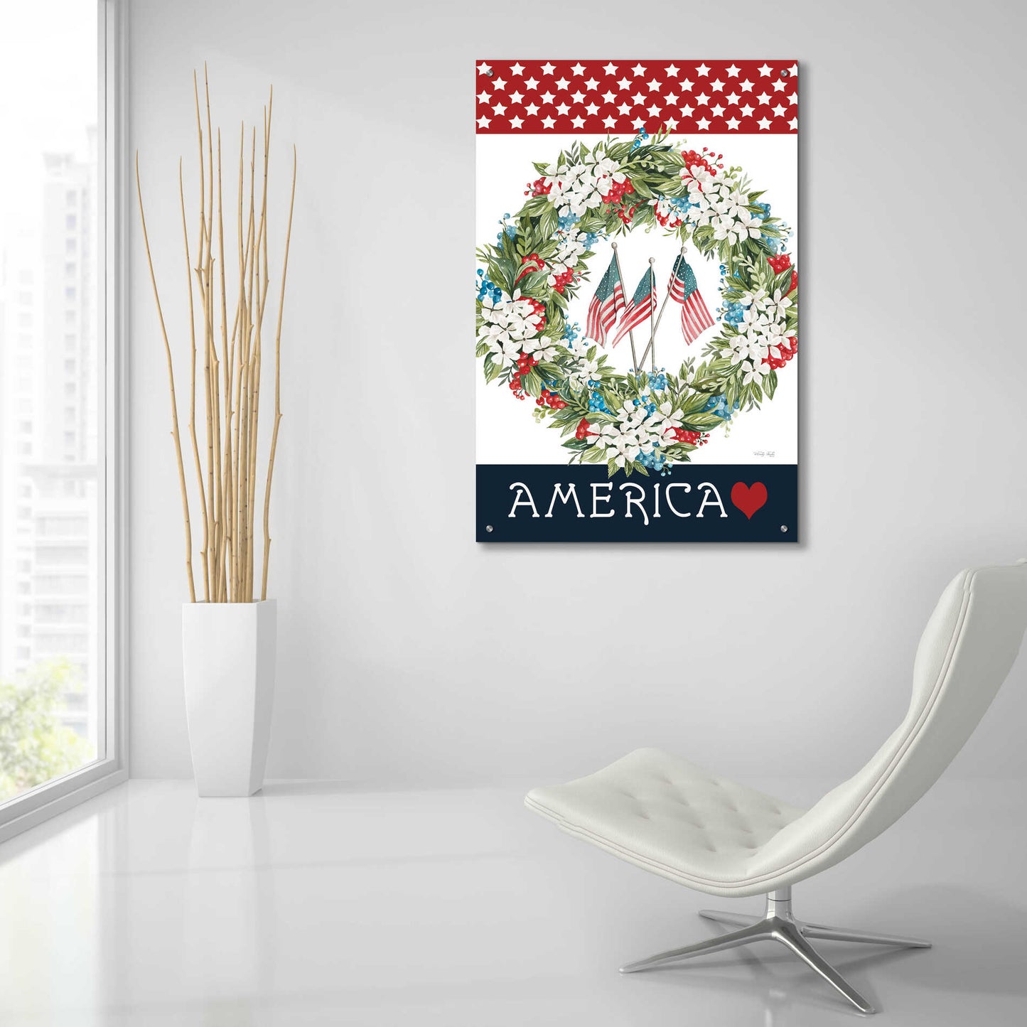 Epic Art 'America Love' by Cindy Jacobs, Acrylic Glass Wall Art,24x36