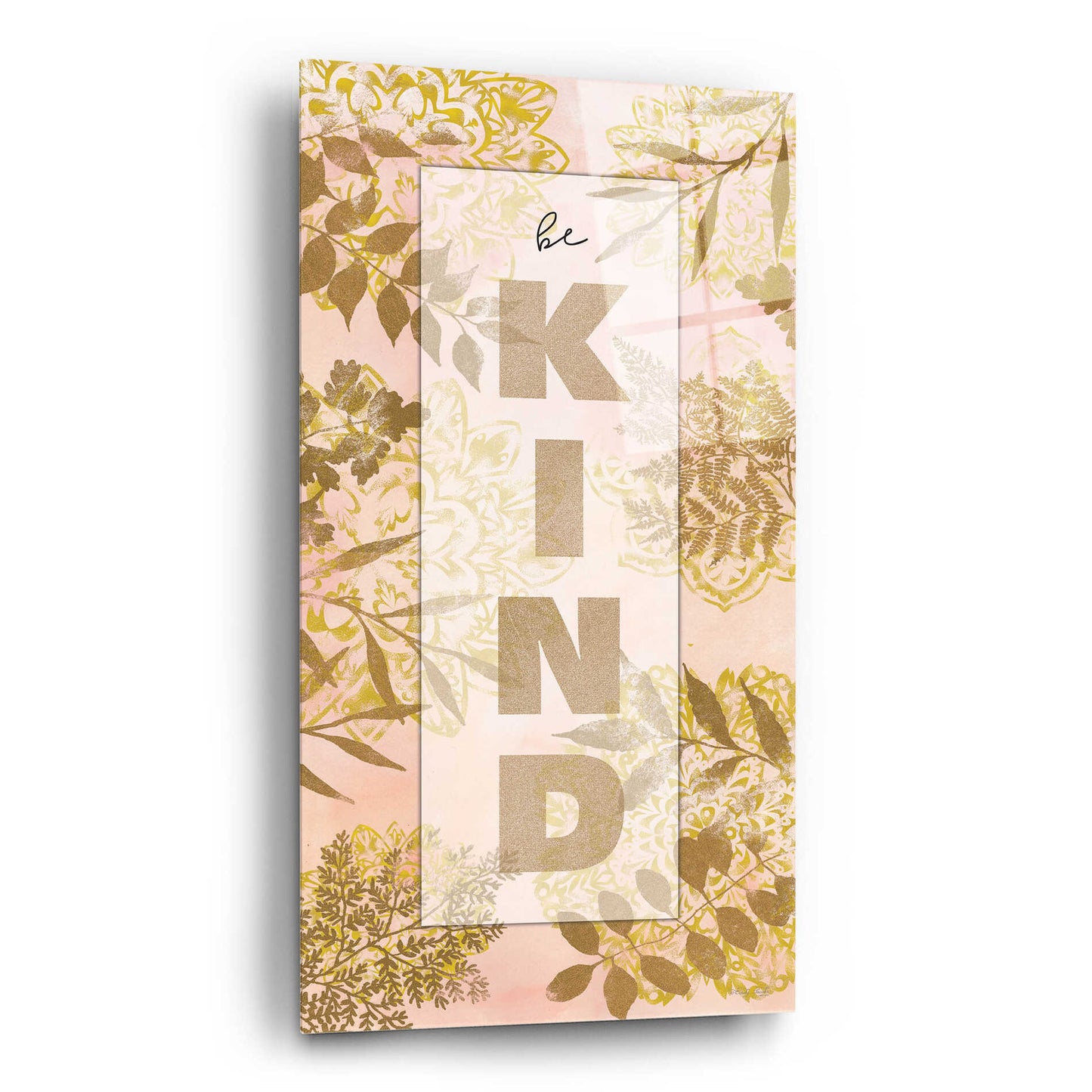 Epic Art 'Be Kind Tan' by Cindy Jacobs, Acrylic Glass Wall Art,12x24