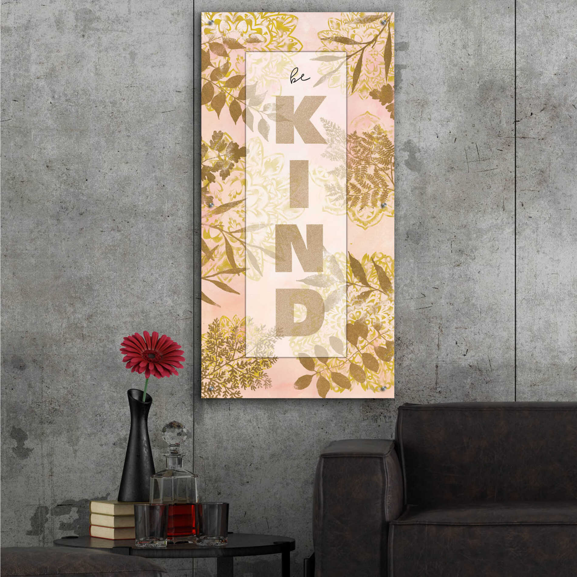 Epic Art 'Be Kind Tan' by Cindy Jacobs, Acrylic Glass Wall Art,24x48