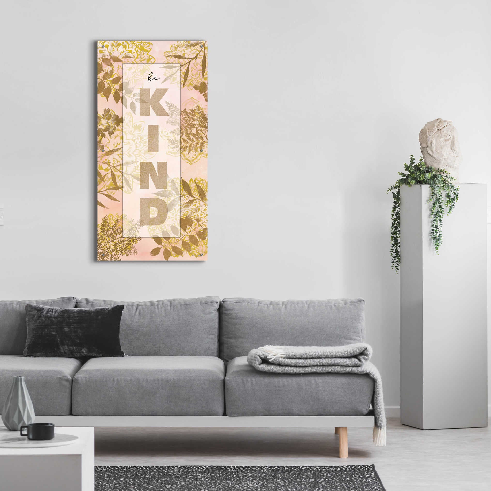 Epic Art 'Be Kind Tan' by Cindy Jacobs, Acrylic Glass Wall Art,24x48