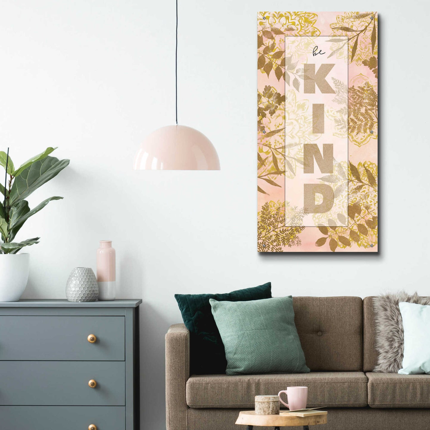 Epic Art 'Be Kind Tan' by Cindy Jacobs, Acrylic Glass Wall Art,24x48