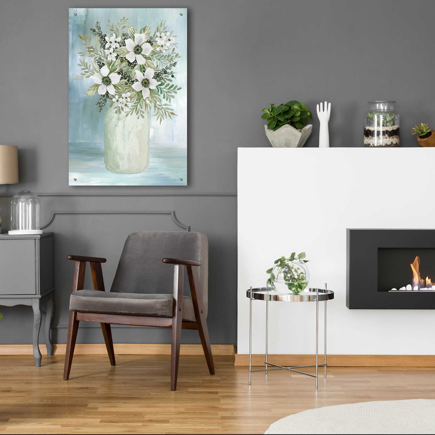 Epic Art 'White Blooms I' by Cindy Jacobs, Acrylic Glass Wall Art,24x36