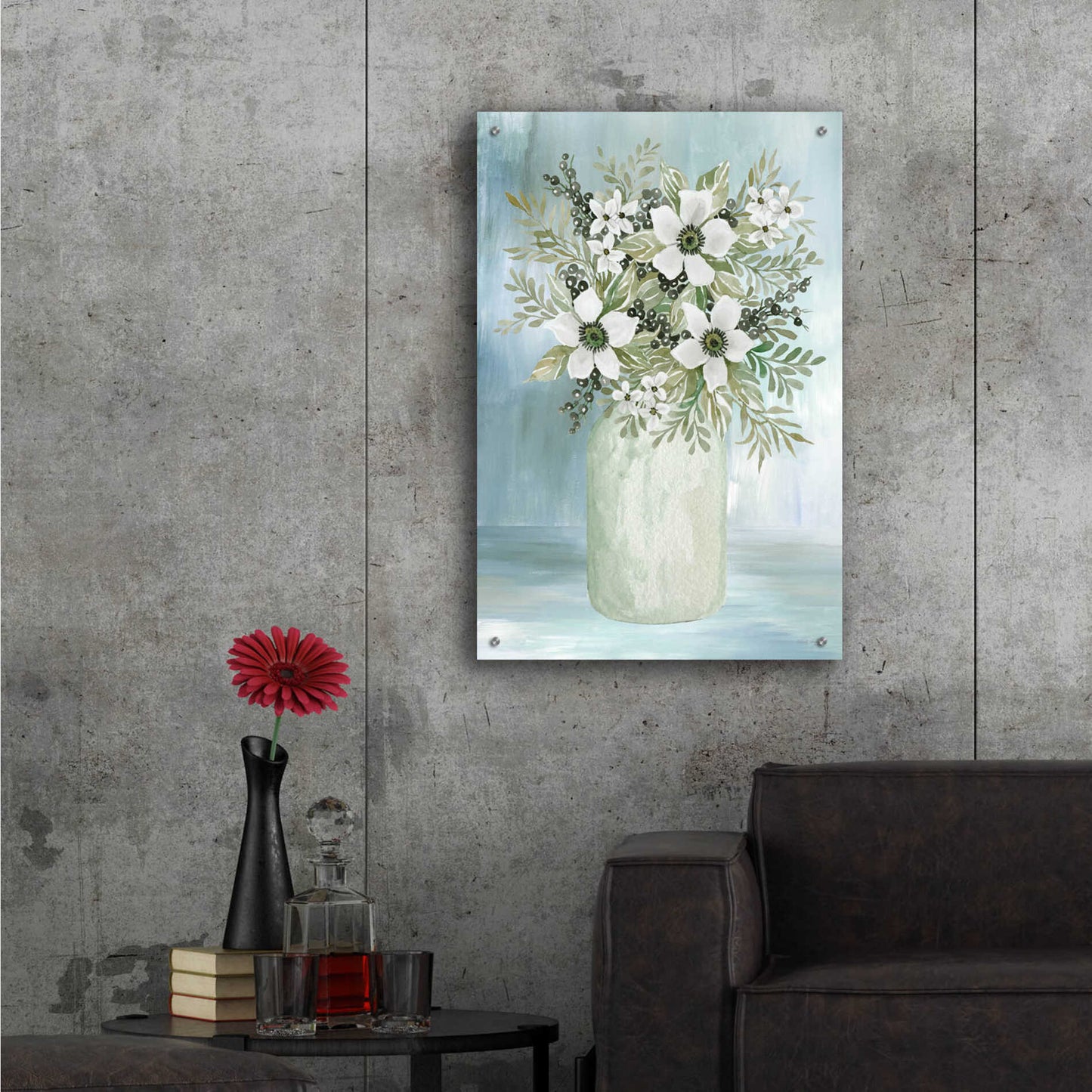 Epic Art 'White Blooms I' by Cindy Jacobs, Acrylic Glass Wall Art,24x36