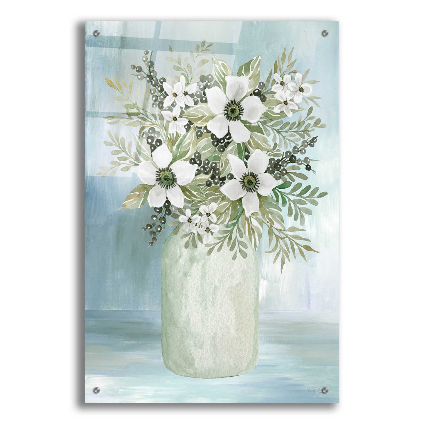 Epic Art 'White Blooms I' by Cindy Jacobs, Acrylic Glass Wall Art,24x36