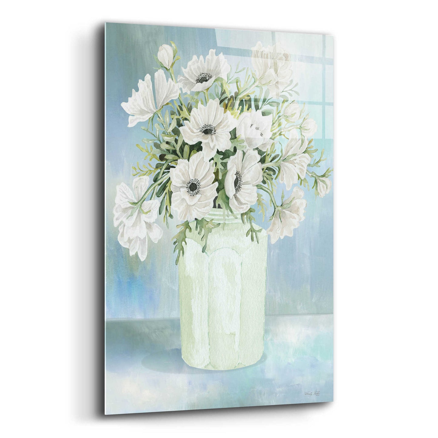 Epic Art 'White Blooms II' by Cindy Jacobs, Acrylic Glass Wall Art,12x16