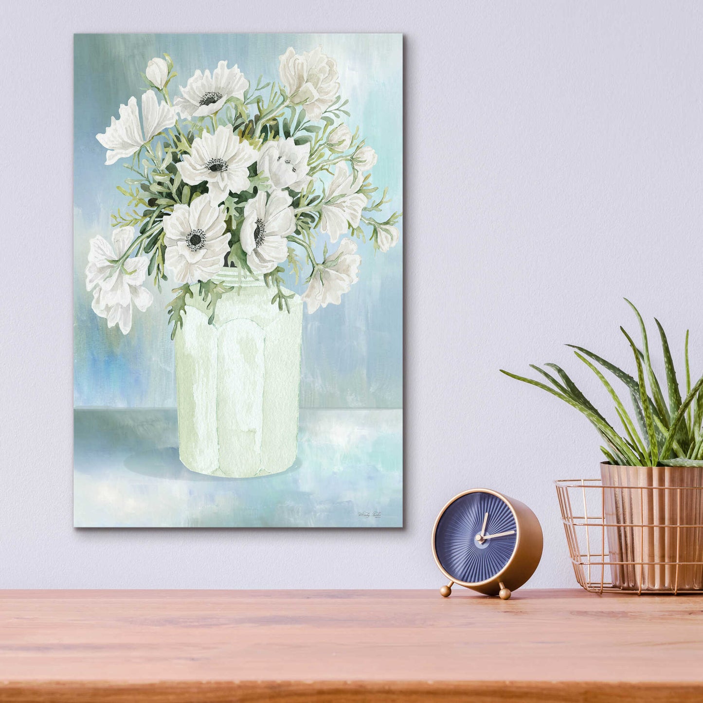 Epic Art 'White Blooms II' by Cindy Jacobs, Acrylic Glass Wall Art,12x16