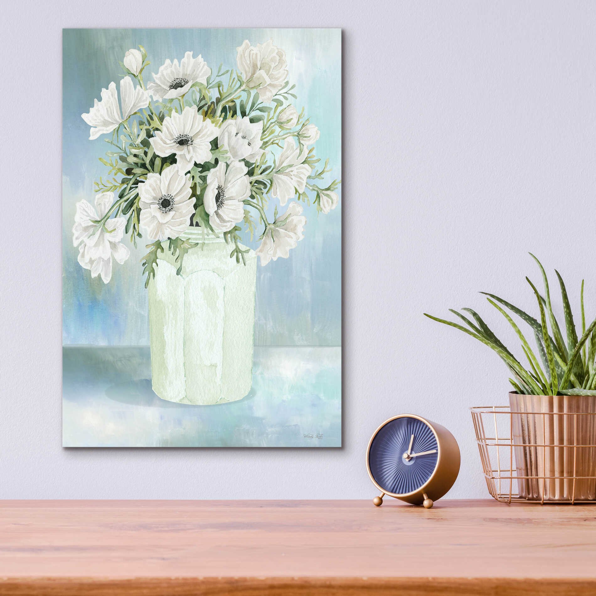 Epic Art 'White Blooms II' by Cindy Jacobs, Acrylic Glass Wall Art,12x16