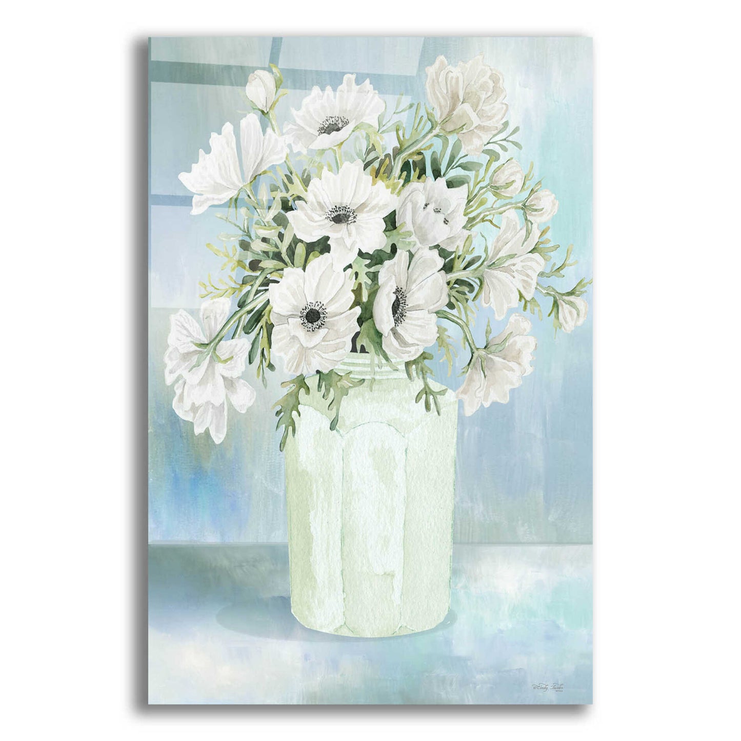 Epic Art 'White Blooms II' by Cindy Jacobs, Acrylic Glass Wall Art,12x16