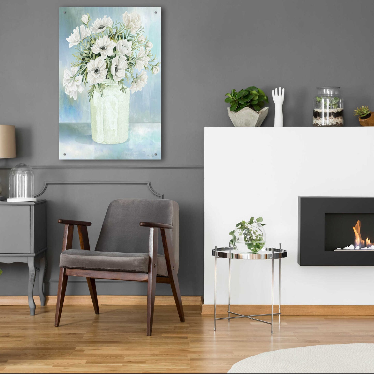 Epic Art 'White Blooms II' by Cindy Jacobs, Acrylic Glass Wall Art,24x36